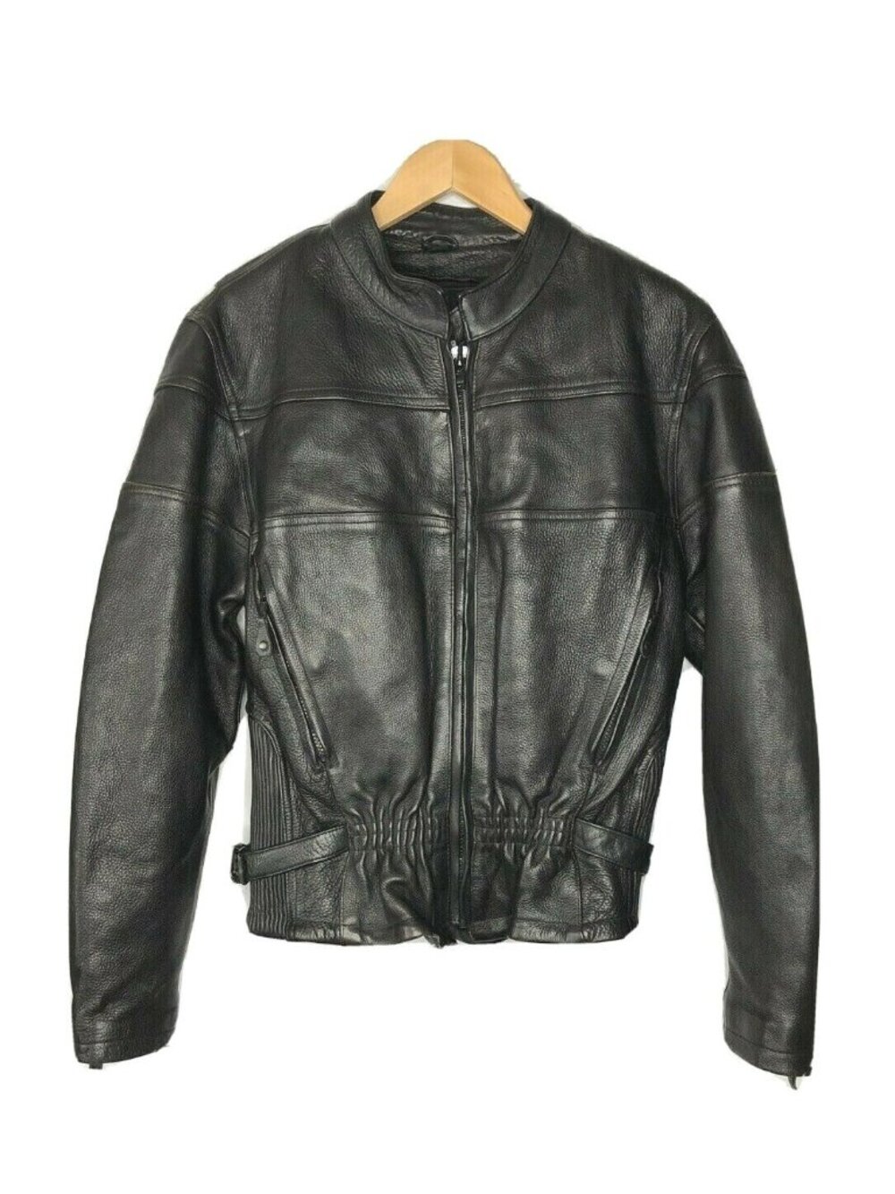UNIK Ultra Heavy LEATHER Motorcycle Zip Buckle Lined Jacket Womens Size S Black - Picture 1 of 12